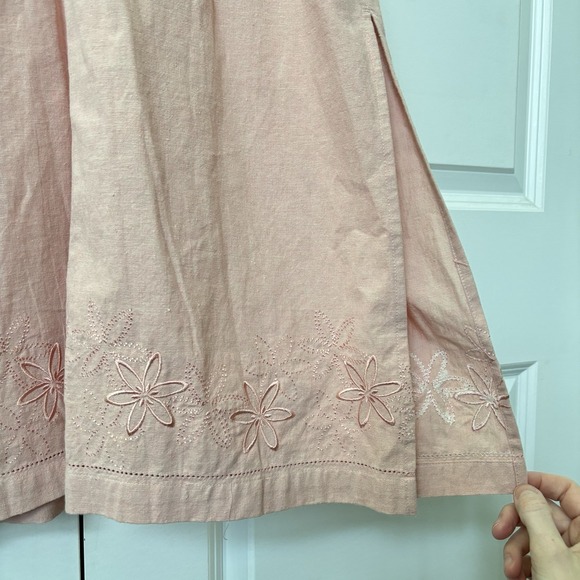 90s Northern Reflection Linen Maxi Dress Womens M Pink Button Front Vintage - Picture 5 of 10